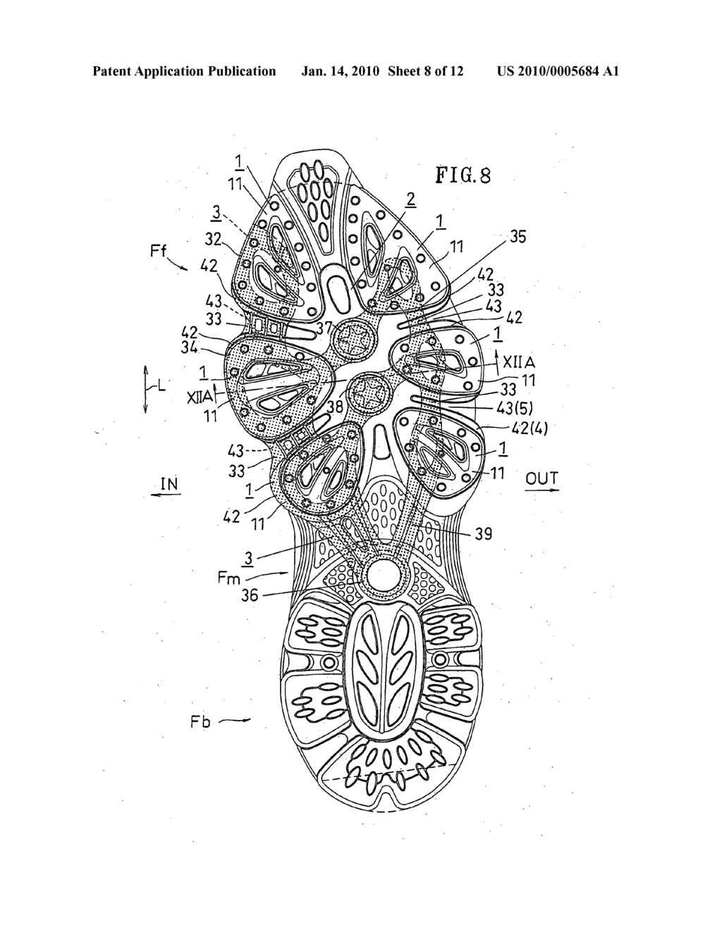 Structure of front foot portion of shoe sole - diagram, schematic, and image 09