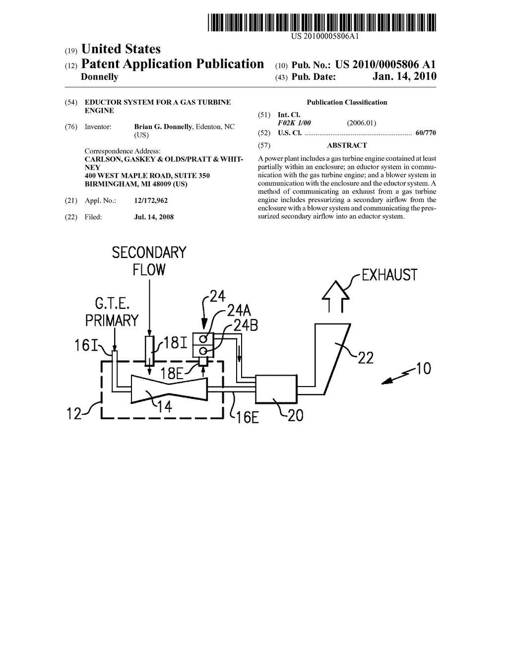 EDUCTOR SYSTEM FOR A GAS TURBINE ENGINE - diagram, schematic, and image 01