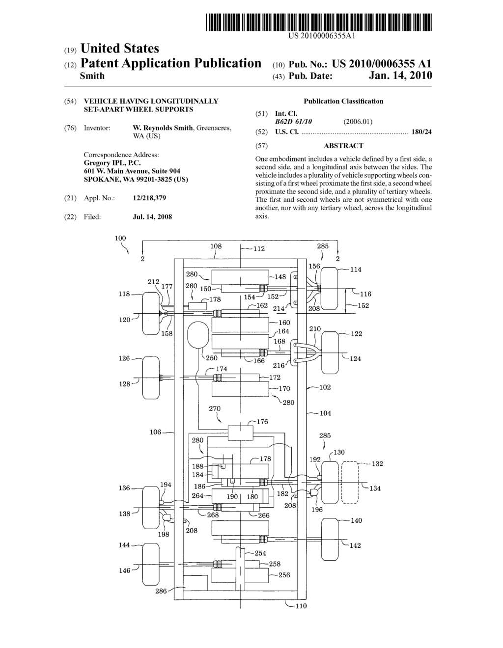 Vehicle having longitudinally set-apart wheel supports - diagram, schematic, and image 01