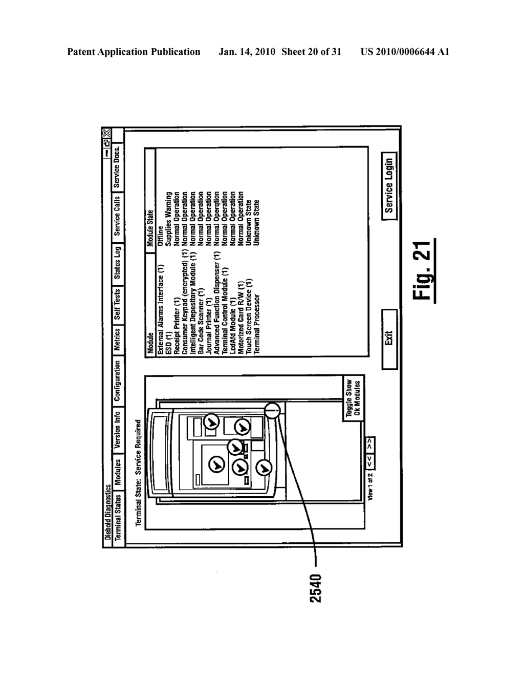 Automated banking machine that operates responsive to data read from data bearing records and diagnostic method - diagram, schematic, and image 21