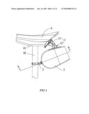 Connection device for connecting bag to bicycle saddle diagram and image