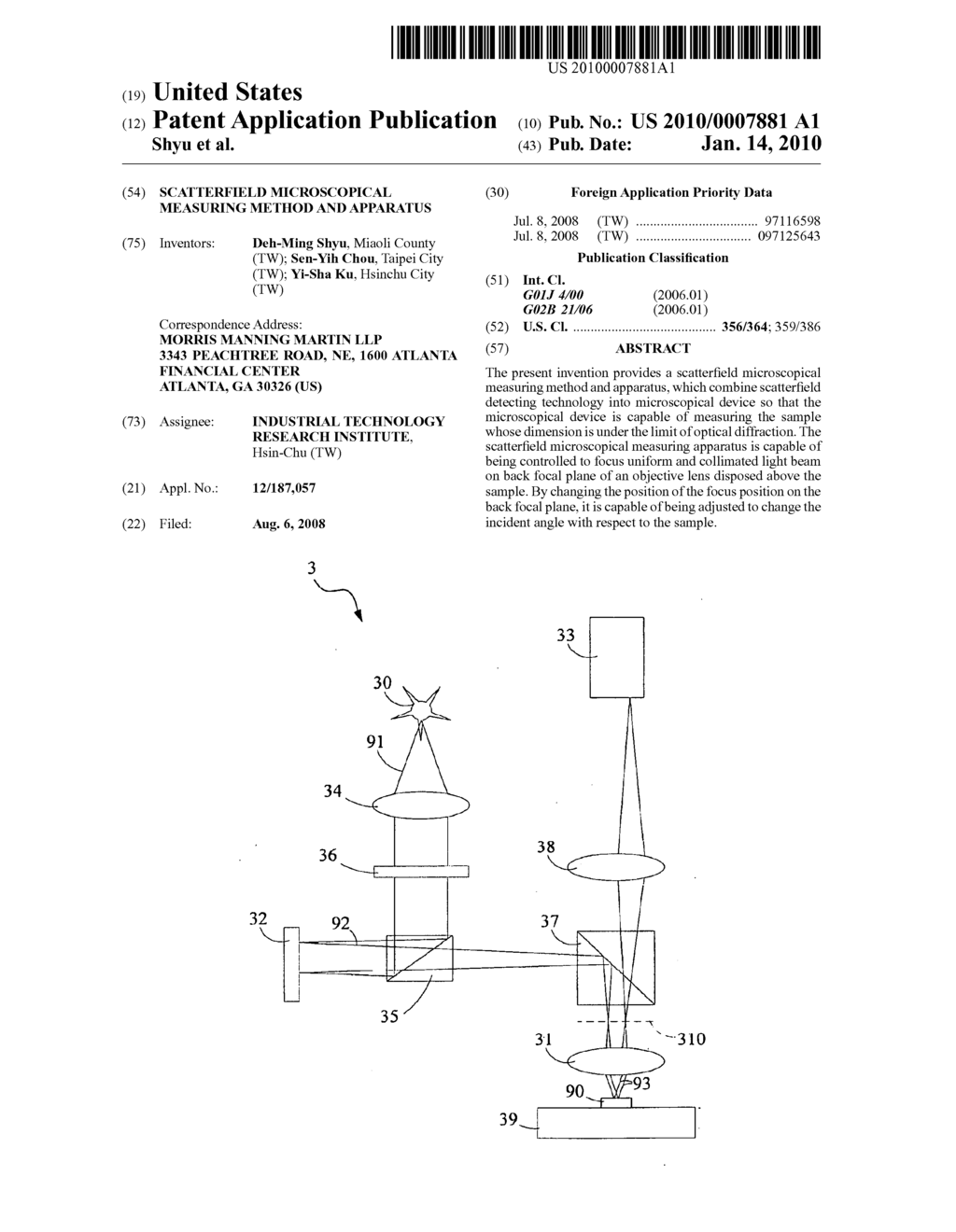 SCATTERFIELD MICROSCOPICAL MEASURING METHOD AND APPARATUS - diagram, schematic, and image 01