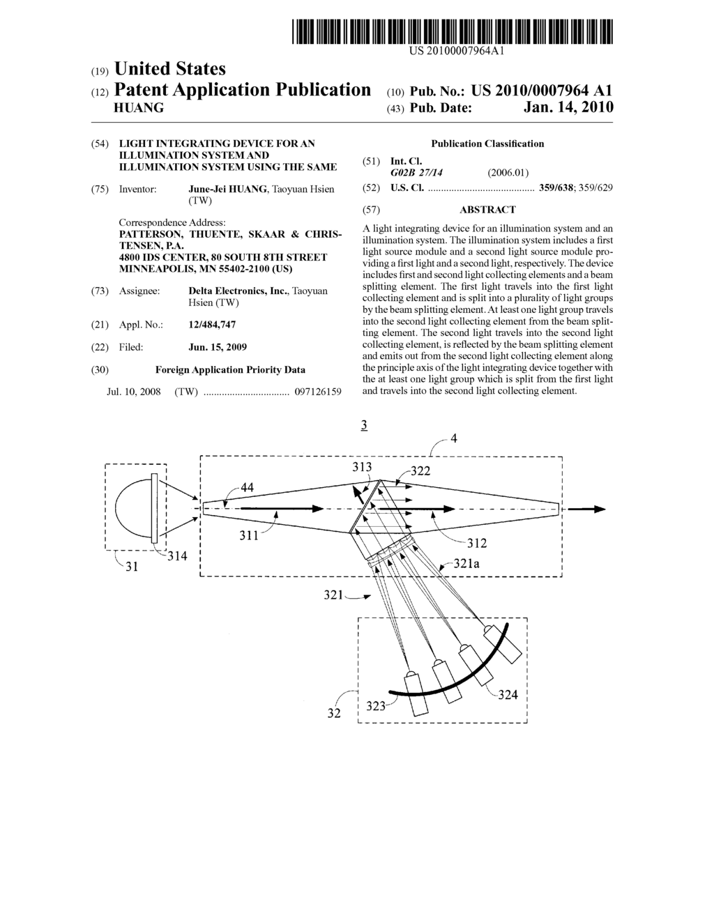 LIGHT INTEGRATING DEVICE FOR AN ILLUMINATION SYSTEM AND ILLUMINATION SYSTEM USING THE SAME - diagram, schematic, and image 01