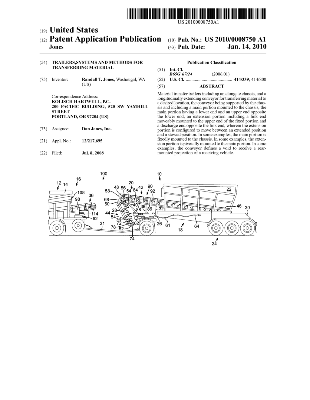 Trailers,systems and methods for transferring material - diagram, schematic, and image 01