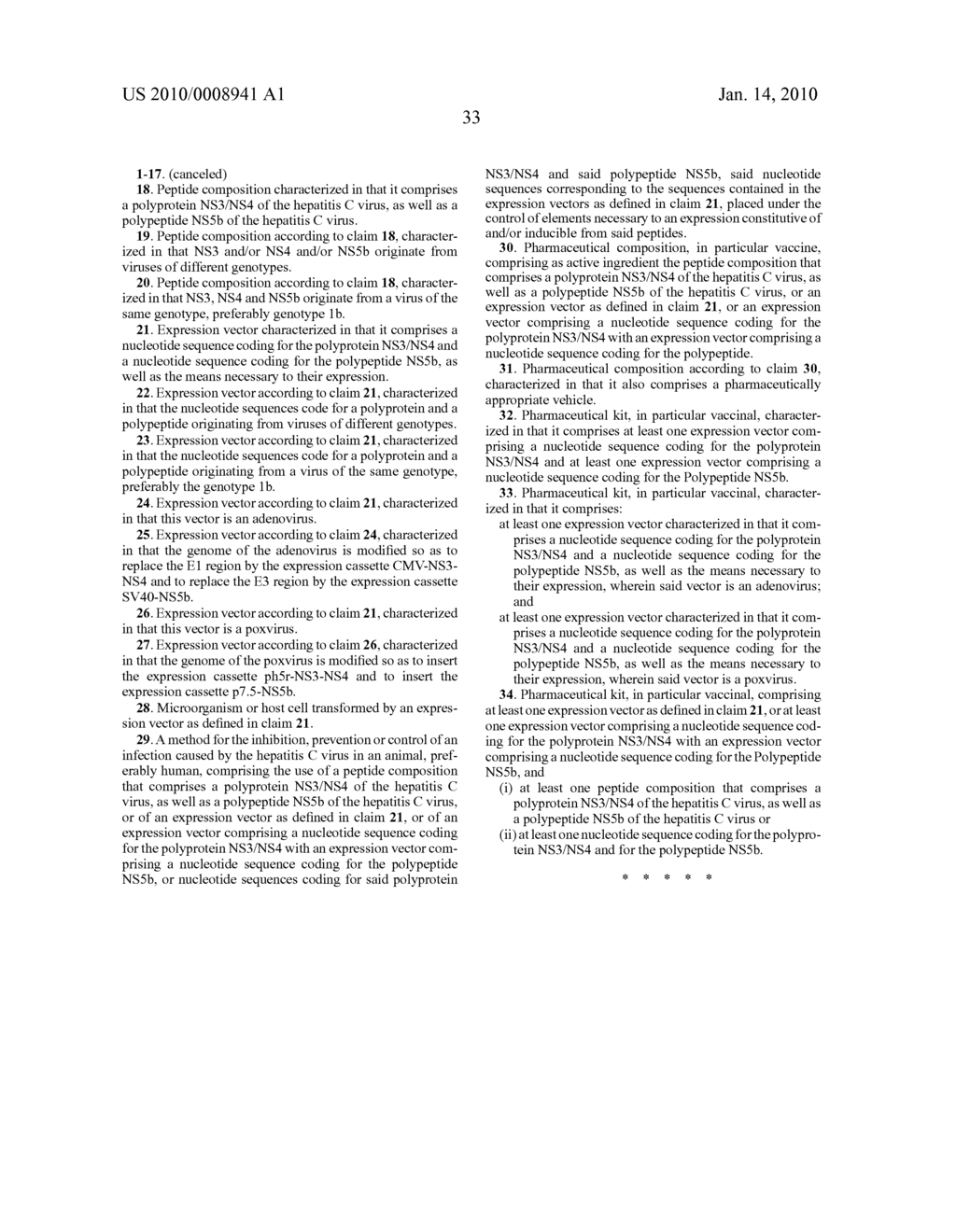 COMPOSITION COMPRISING THE POLYPROTEIN NS3/NS4 AND THE POLYPEPTIDE NS5B OF HCV, EXPRESSION VECTORS INCLUDING THE CORRESPONDING NUCLEIC SEQUENCES AND THEIR THERAPEUTIC USE - diagram, schematic, and image 52