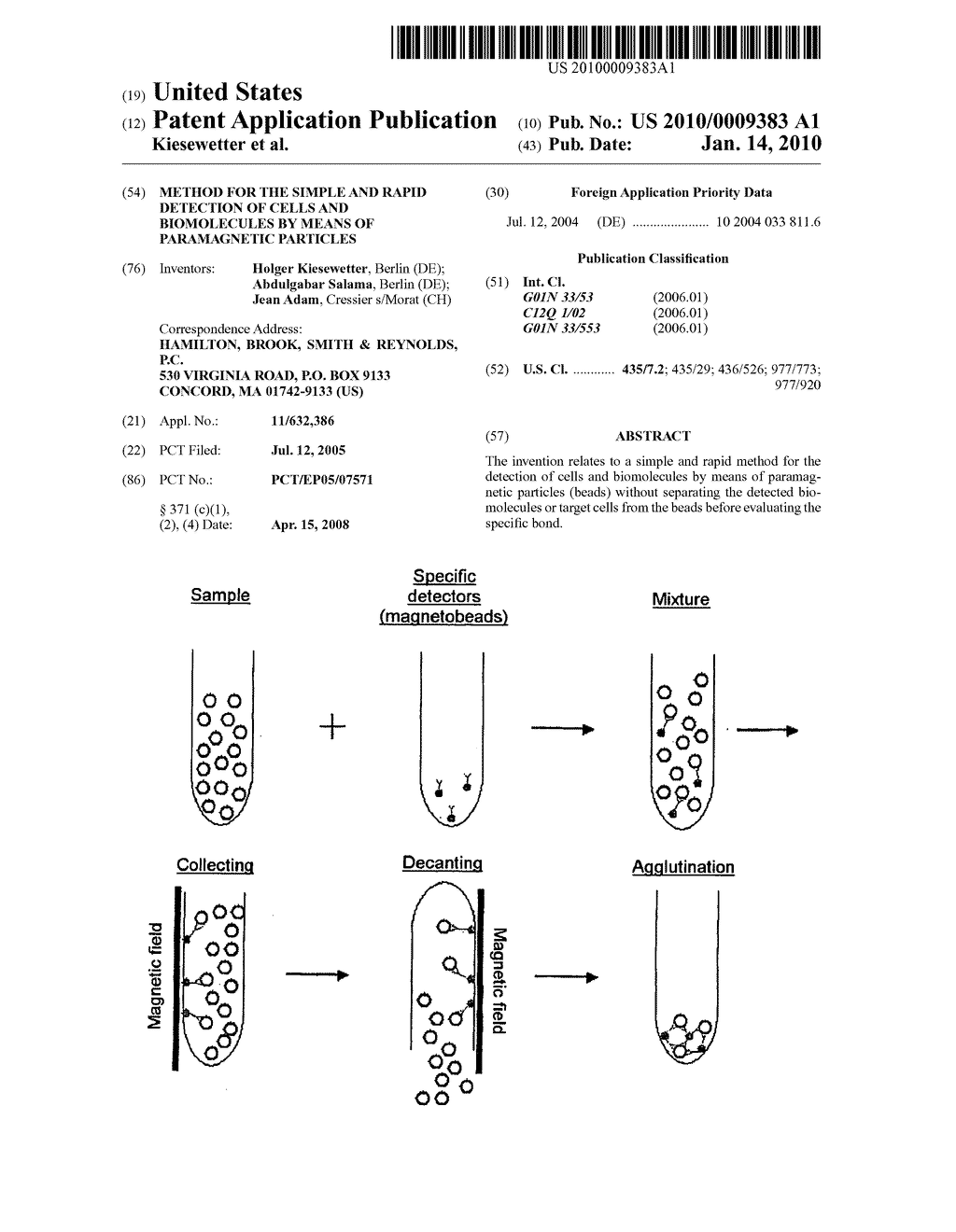 Method for the simple and rapid detection of cells and biomolecules by means of paramagnetic particles - diagram, schematic, and image 01