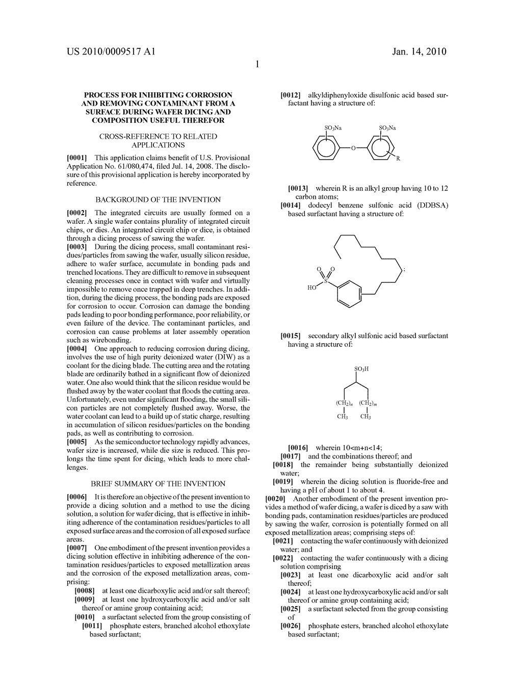 Process for Inhibiting Corrosion and Removing Contaminant from a Surface During Wafer Dicing and Composition Useful Therefor - diagram, schematic, and image 12