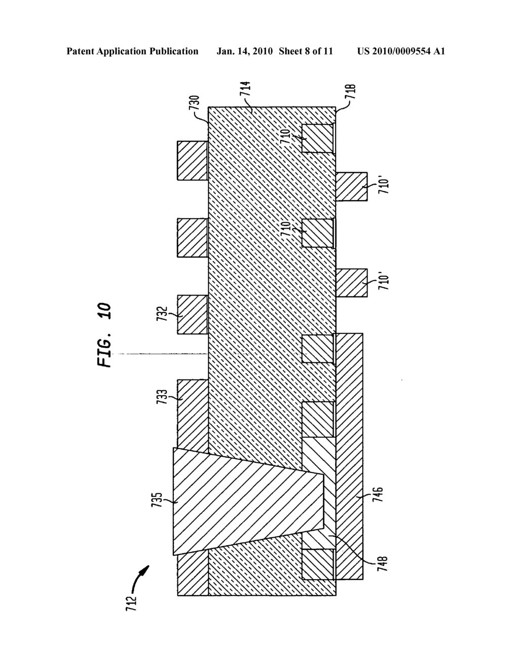 Microelectronic interconnect element with decreased conductor spacing - diagram, schematic, and image 09