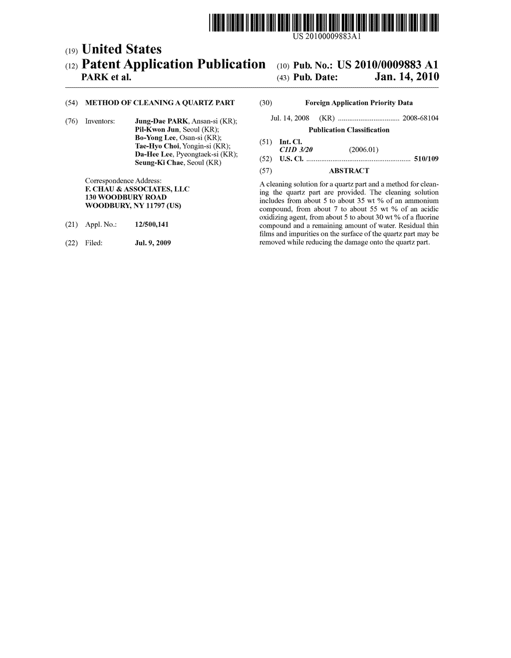  METHOD OF CLEANING A QUARTZ PART - diagram, schematic, and image 01