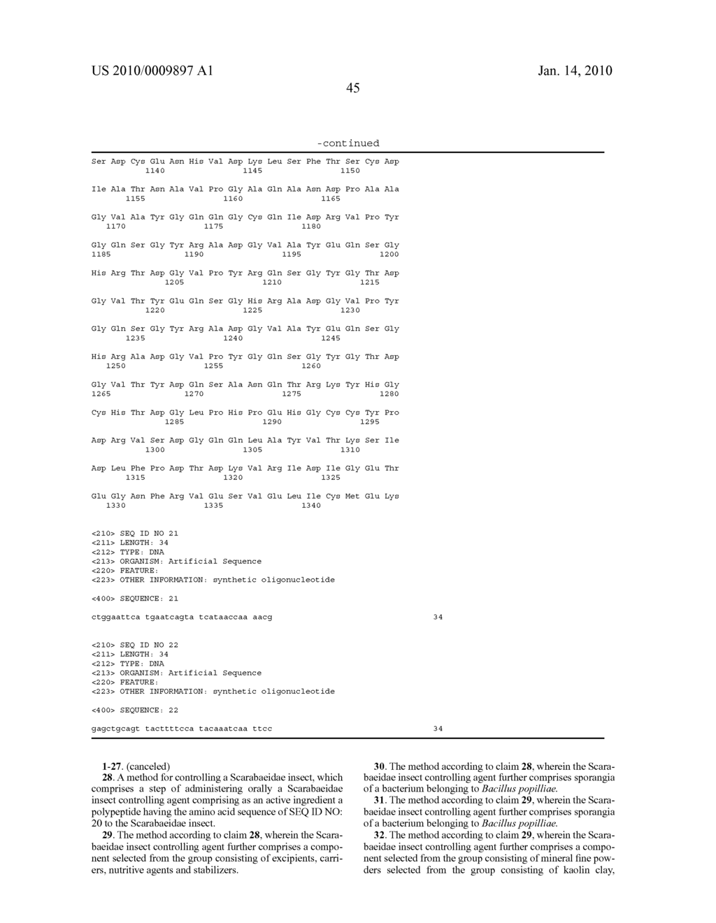 POLYPEPTIDE HAVING LARVAE GROWTH INHIBITING OR INSECTICIDAL EFFECT ON SCARABAEIDAE INSECTS AND POLYNUCLEOTIDE ENCODING THE SAME - diagram, schematic, and image 53