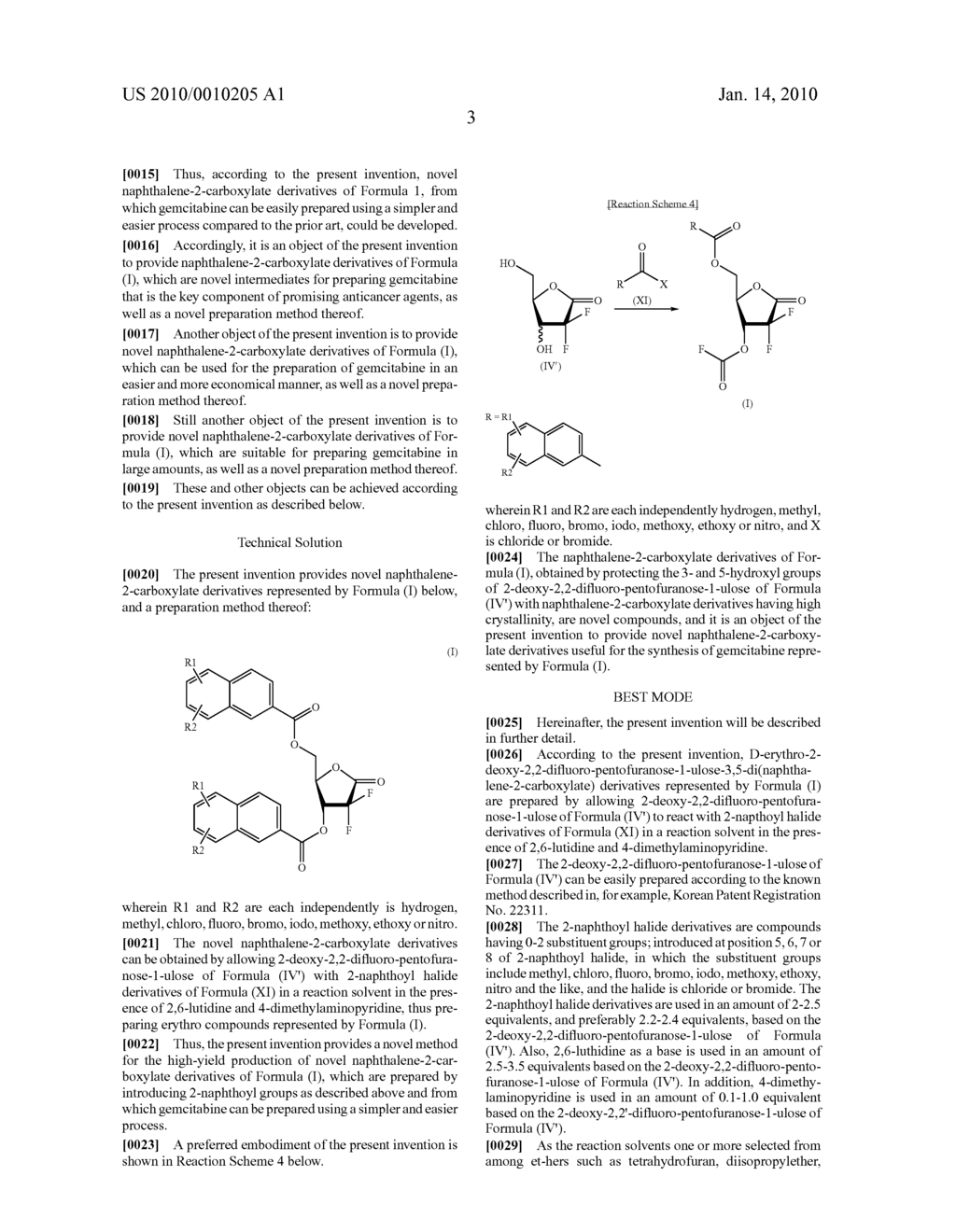 NAPHTHALENE 2-CARBOXYLATE DERIVATIVE USEFUL FOR SYNTHESIZING GEMCITABINE AND A METHOD FOR PREPARING THE SAME - diagram, schematic, and image 04