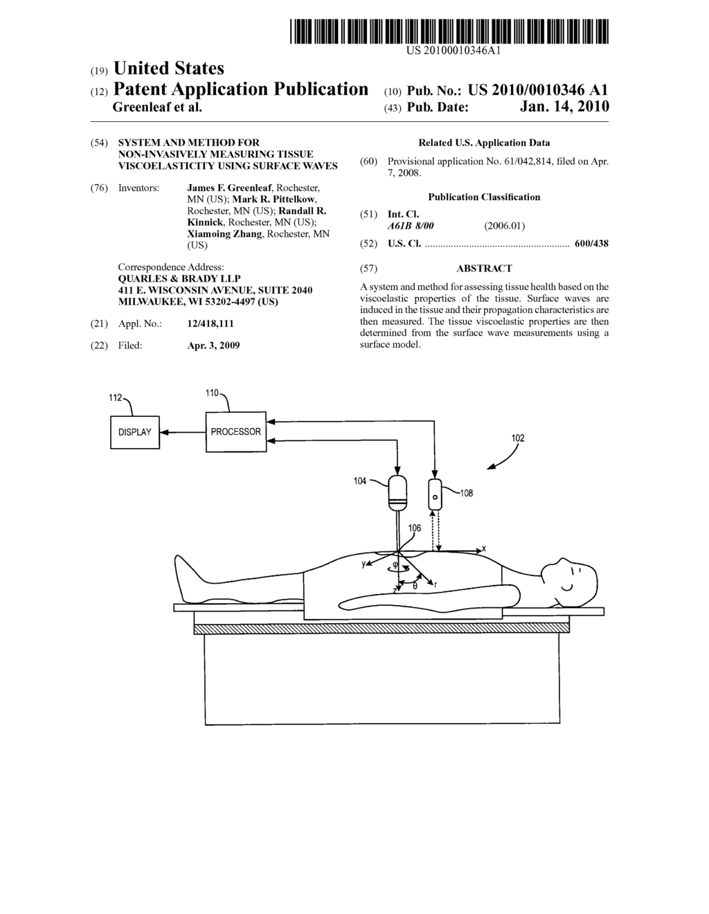 System and Method For Non-Invasively Measuring Tissue Viscoelasticity Using Surface Waves - diagram, schematic, and image 01