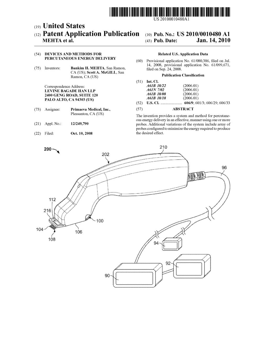 DEVICES AND METHODS FOR PERCUTANEOUS ENERGY DELIVERY - diagram, schematic, and image 01