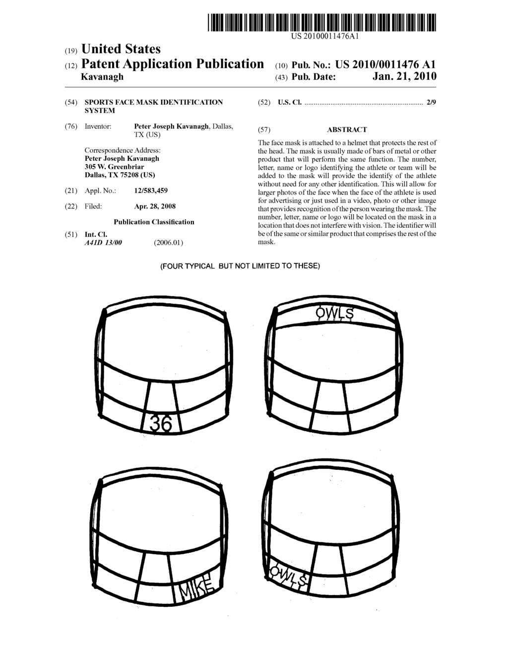 Sports face mask identification system - diagram, schematic, and image 01