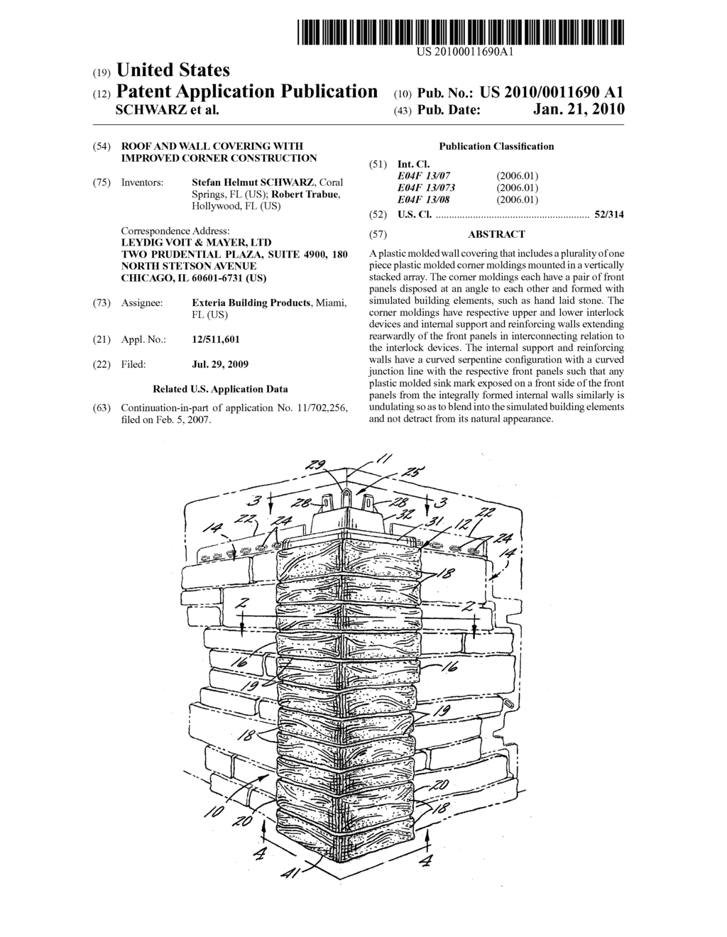 ROOF AND WALL COVERING WITH IMPROVED CORNER CONSTRUCTION - diagram, schematic, and image 01