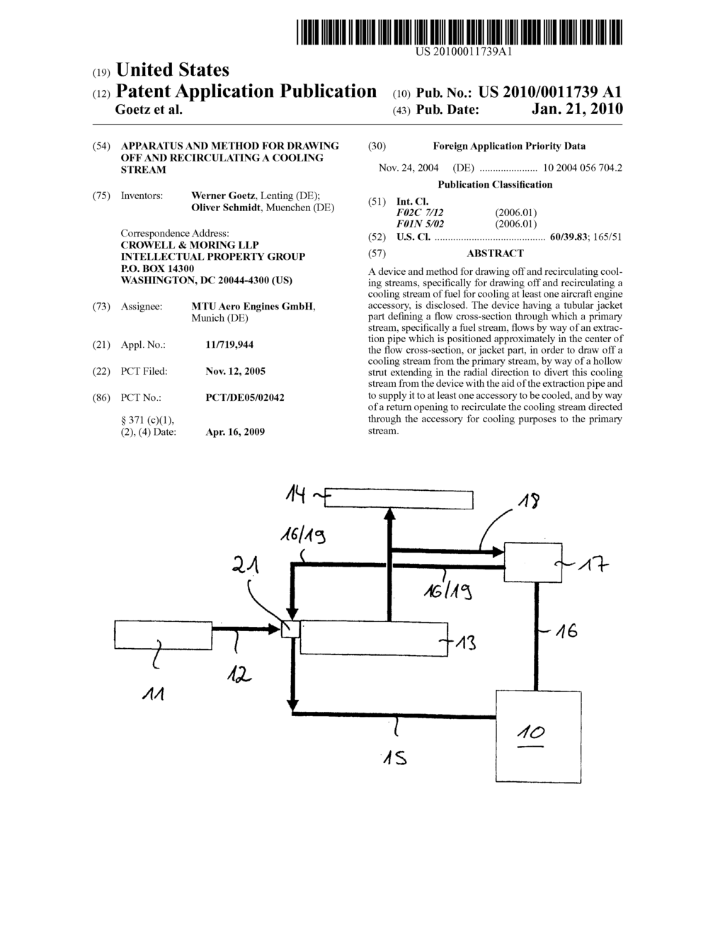 APPARATUS AND METHOD FOR DRAWING OFF AND RECIRCULATING A COOLING STREAM - diagram, schematic, and image 01