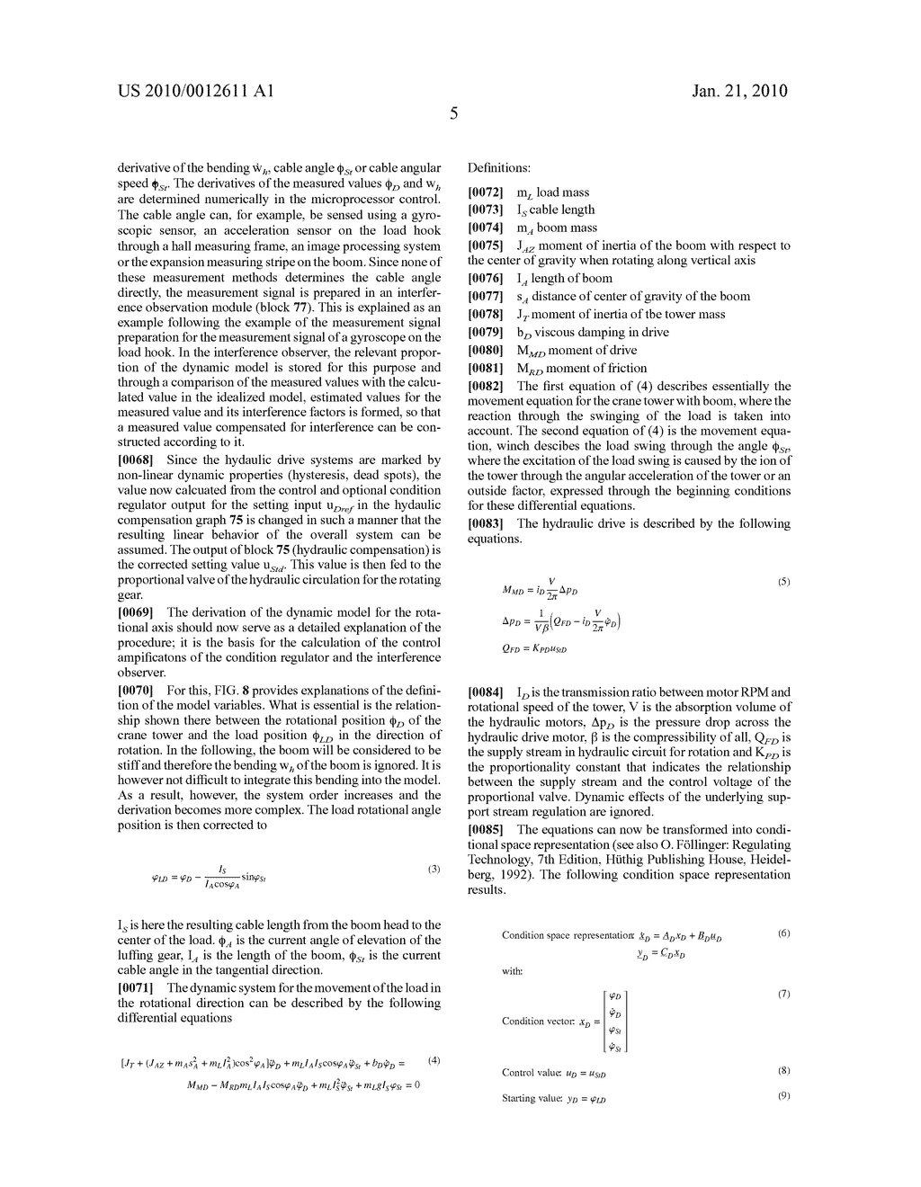 Crane or digger for swinging a load hanging on a support cable with damping of load oscillationsoo - diagram, schematic, and image 23