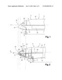 Aircraft with retracted front landing gear diagram and image