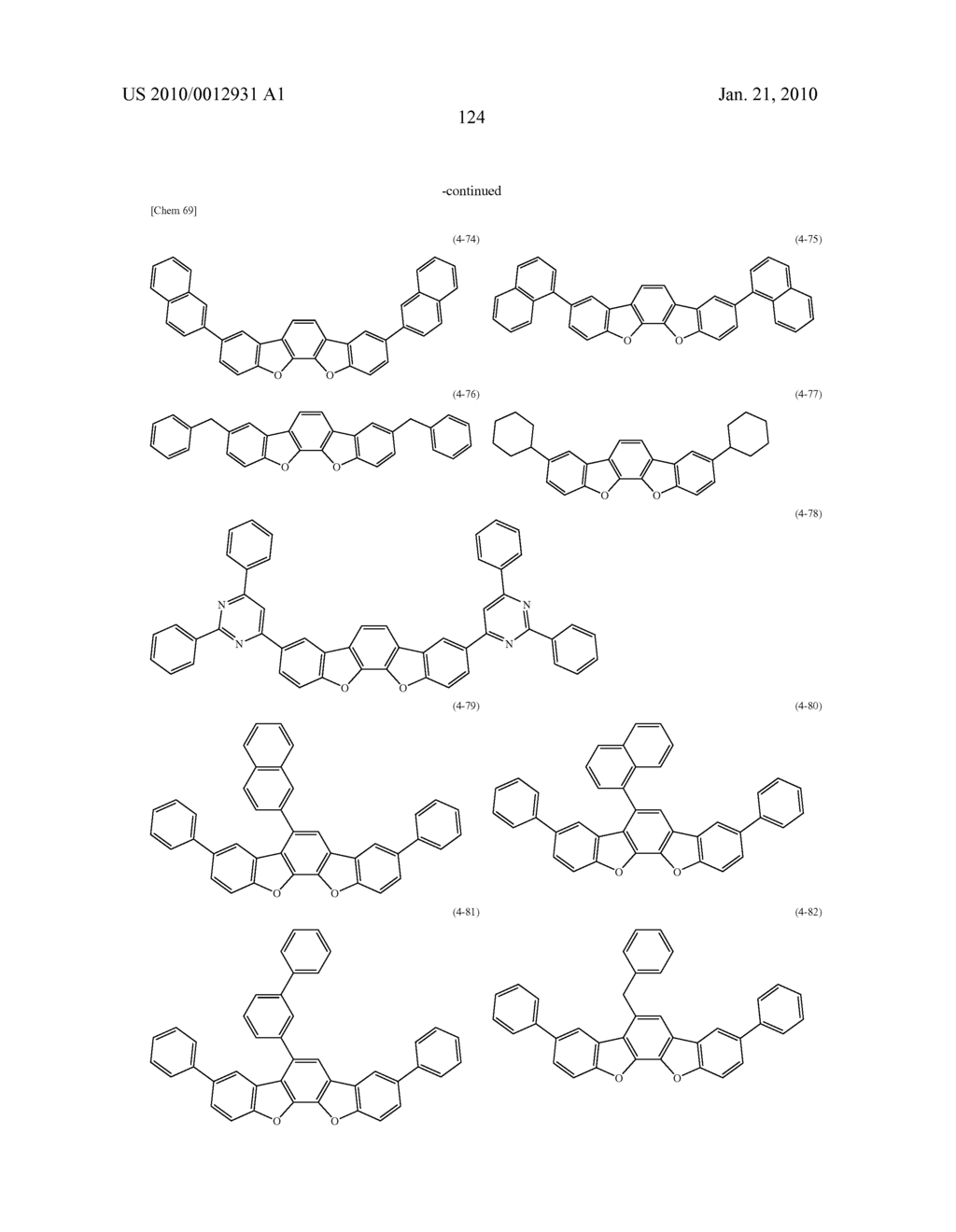 POLYCYCLIC COMPOUNDS AND ORGANIC ELECTROLUMINESCENCE DEVICE EMPLOYING THE SAME - diagram, schematic, and image 125