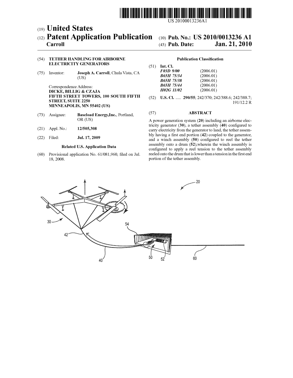 TETHER HANDLING FOR AIRBORNE ELECTRICITY GENERATORS - diagram, schematic, and image 01