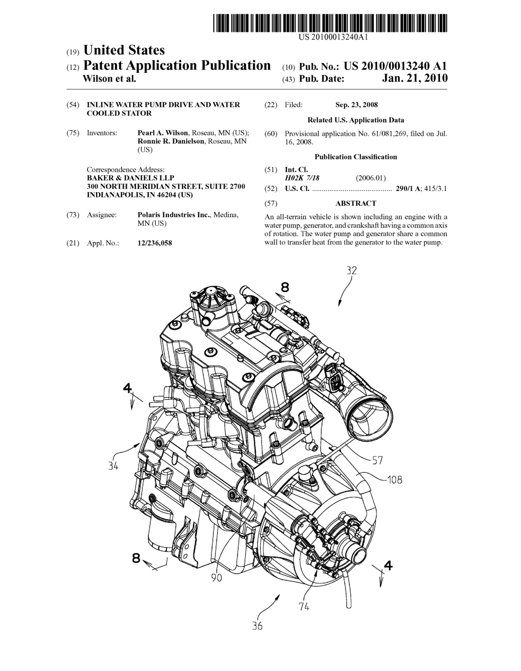 INLINE WATER PUMP DRIVE AND WATER COOLED STATOR - diagram, schematic, and image 01