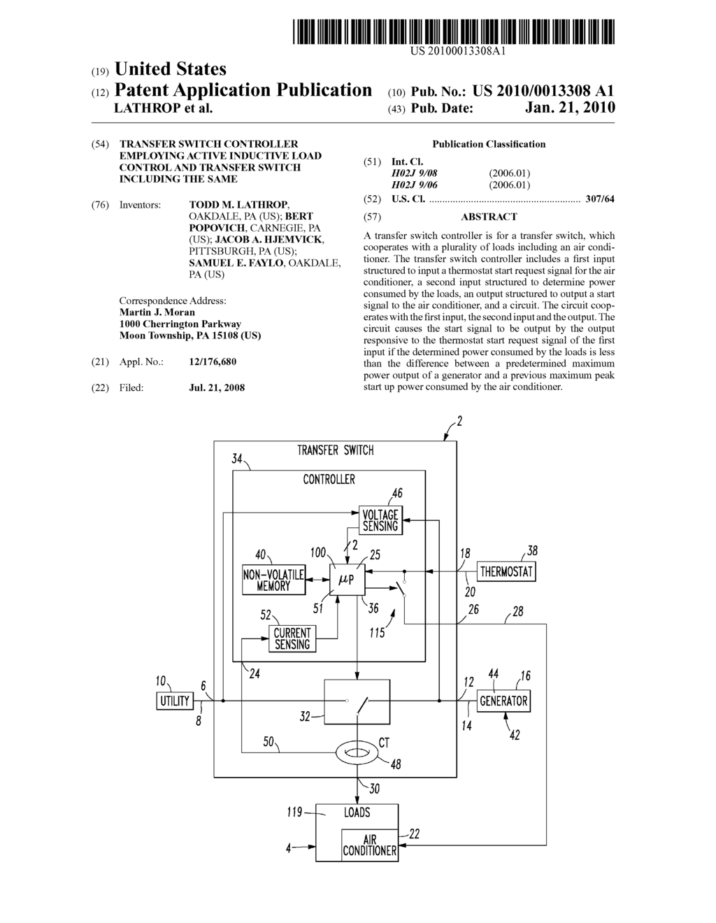 TRANSFER SWITCH CONTROLLER EMPLOYING ACTIVE INDUCTIVE LOAD CONTROL AND TRANSFER SWITCH INCLUDING THE SAME - diagram, schematic, and image 01