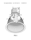 Indicator test switch for downlight lighting device and bracket therefor diagram and image