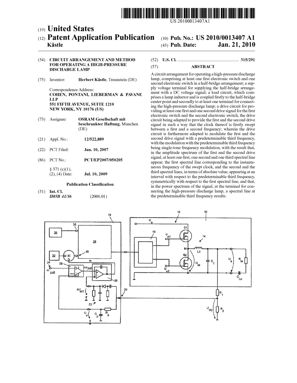 Circuit Arrangement and Method for Operating a High-Pressure Discharge Lamp - diagram, schematic, and image 01