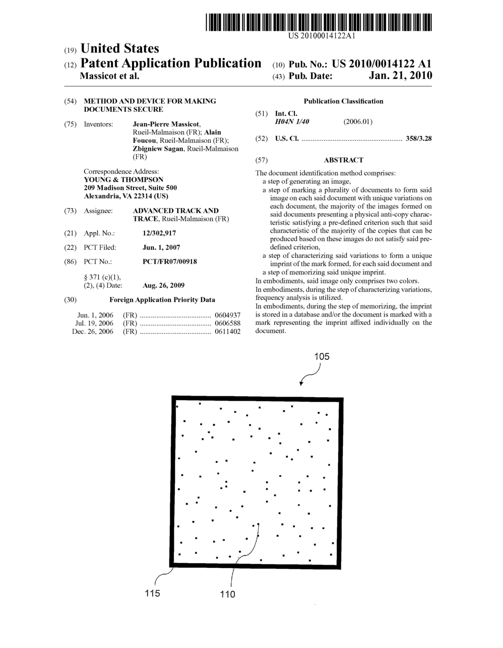 METHOD AND DEVICE FOR MAKING DOCUMENTS SECURE - diagram, schematic, and image 01