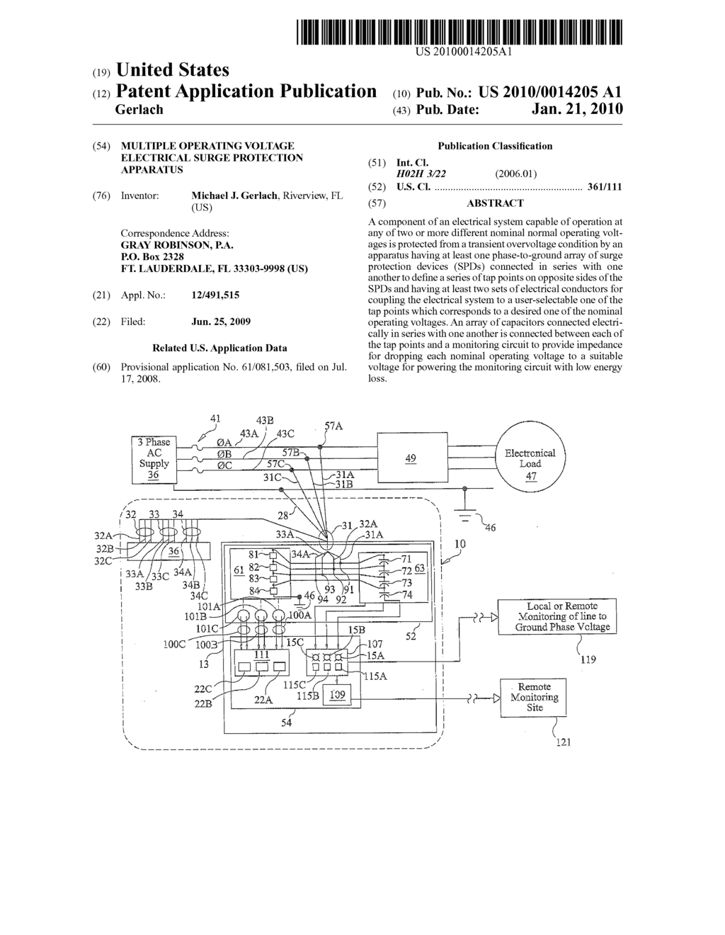 MULTIPLE OPERATING VOLTAGE ELECTRICAL SURGE PROTECTION APPARATUS - diagram, schematic, and image 01