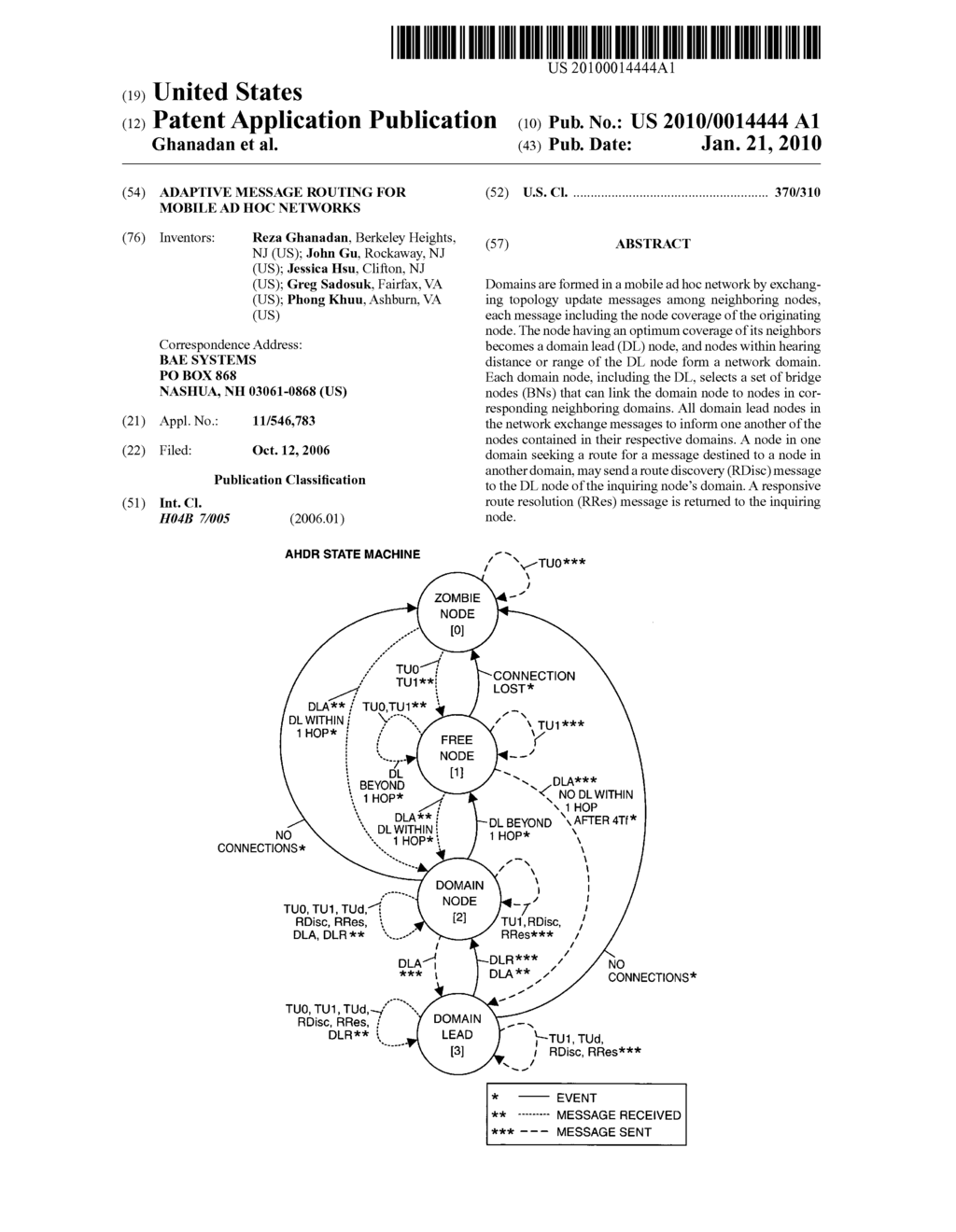 ADAPTIVE MESSAGE ROUTING FOR MOBILE AD HOC NETWORKS - diagram, schematic, and image 01