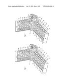 Compact ergonomic keyboard with central keypad diagram and image