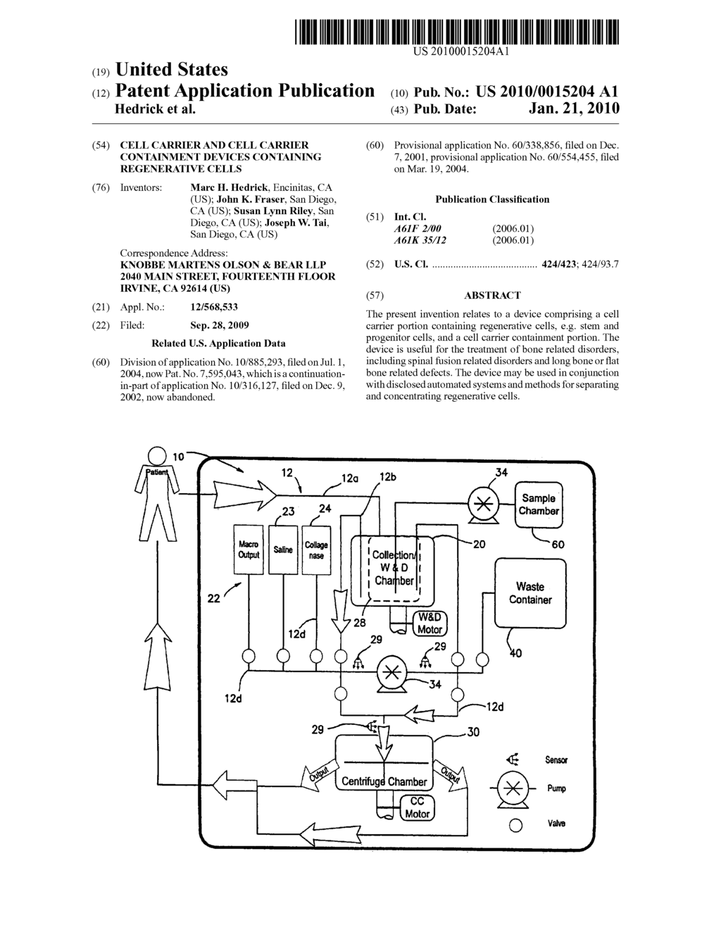 CELL CARRIER AND CELL CARRIER CONTAINMENT DEVICES CONTAINING REGENERATIVE CELLS - diagram, schematic, and image 01