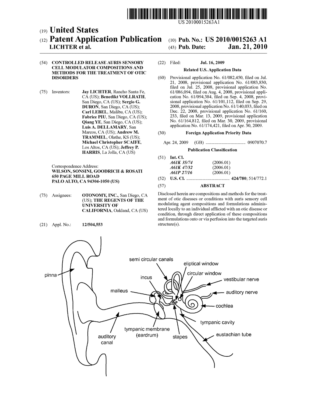 CONTROLLED RELEASE AURIS SENSORY CELL MODULATOR COMPOSITIONS AND METHODS FOR THE TREATMENT OF OTIC DISORDERS - diagram, schematic, and image 01