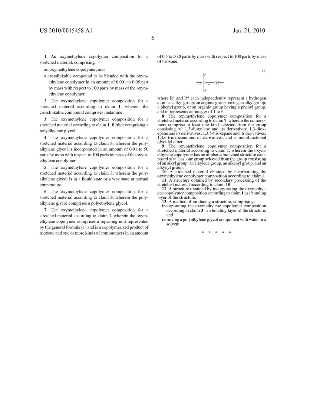 OXYMETHYLENE COPOLYMER COMPOSITION FOR STRETCHING MATERIAL, STRETCHING MATERIAL, STRUCTURES, AND PROCESS FOR PRODUCING THE SAME - diagram, schematic, and image 07