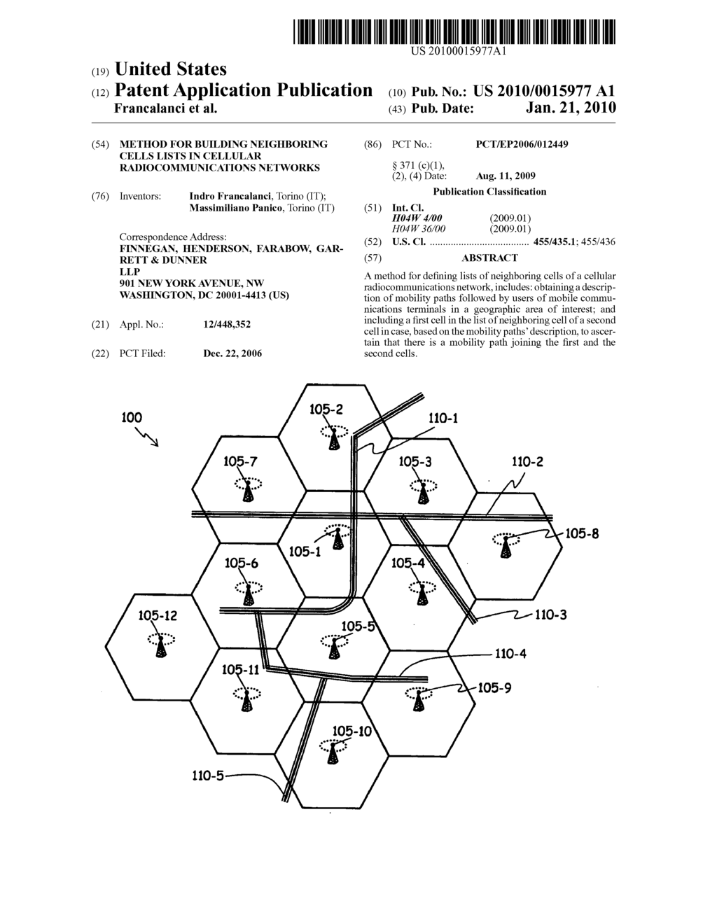 METHOD FOR BUILDING NEIGHBORING CELLS LISTS IN CELLULAR RADIOCOMMUNICATIONS NETWORKS - diagram, schematic, and image 01