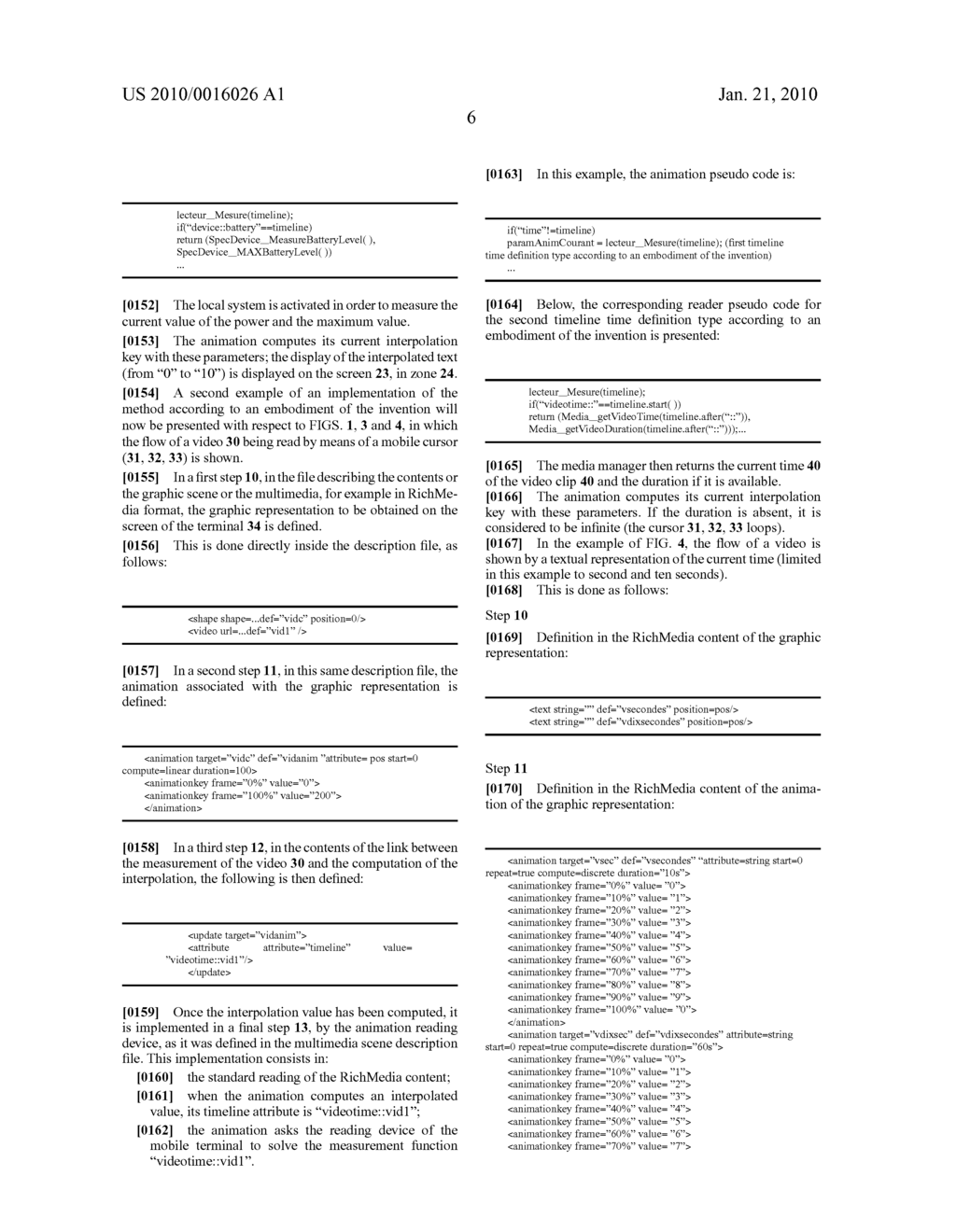 METHOD FOR COMPUTING ANIMATION PARAMETERS OF OBJECTS OF A MULTIMEDIA SCENE - diagram, schematic, and image 10