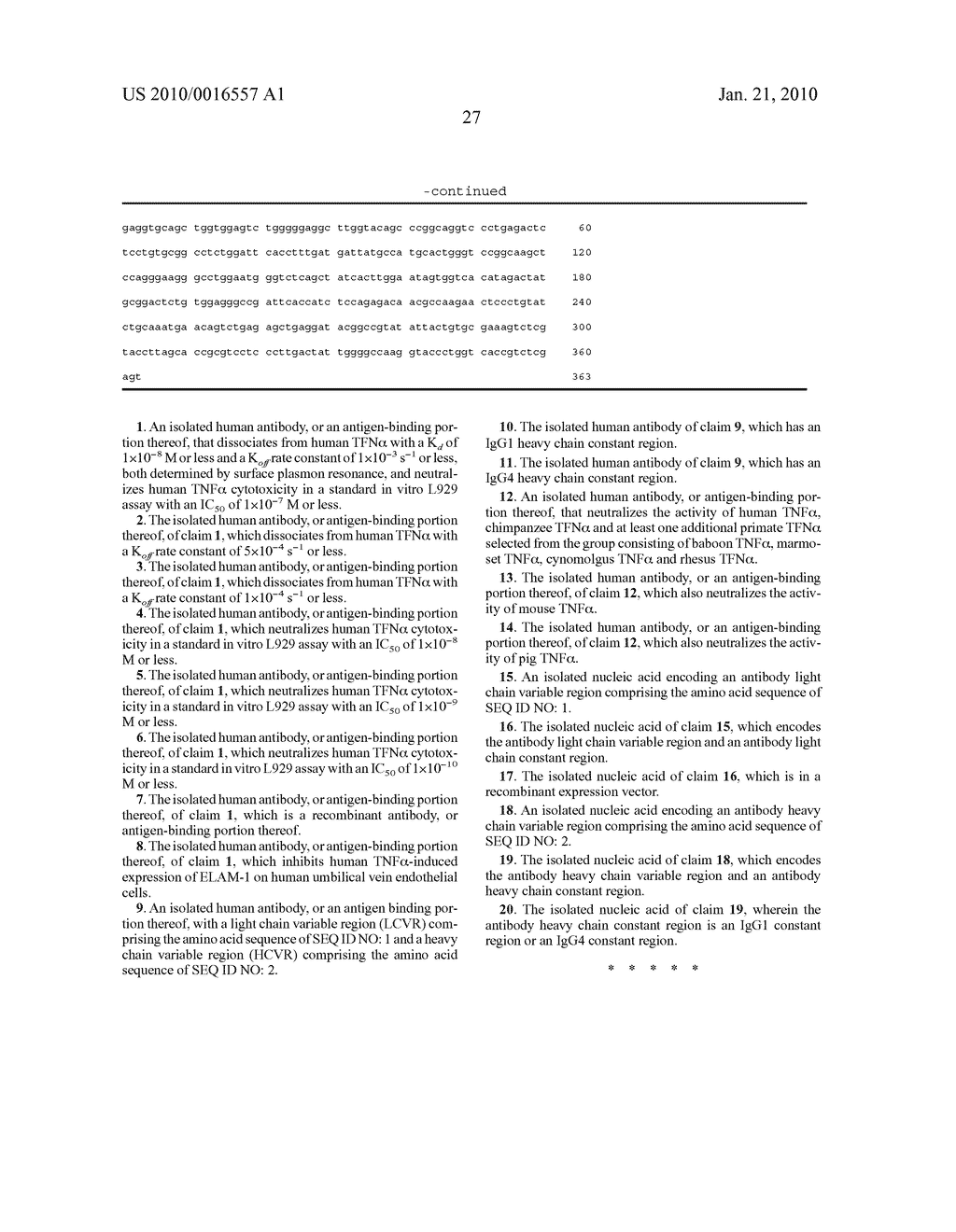 HUMAN ANTIBODIES THAT BIND HUMAN TNFalpha - diagram, schematic, and image 38