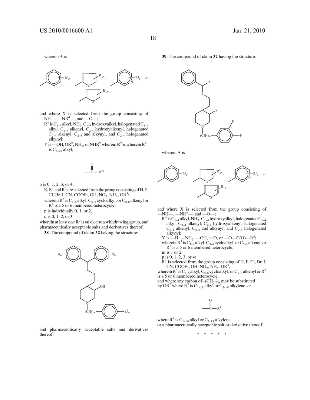 N- and O-Substituted 4-[2-(Diphenylmethoxy)-Ethyl]-1-[(Phenyl)Methyl]Piperdine Analogs and Methods of Treating CNS Disorders Therewith - diagram, schematic, and image 23