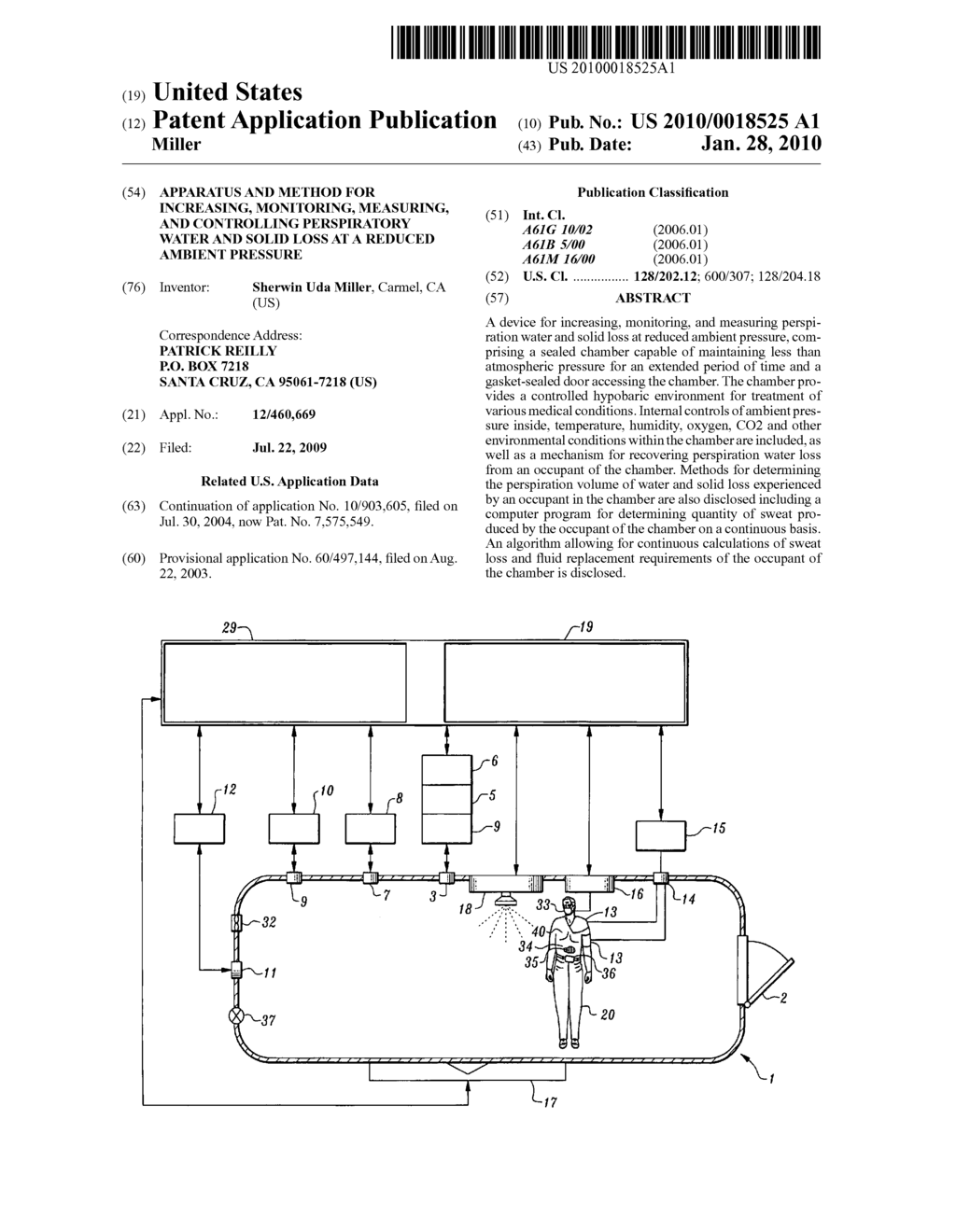 Apparatus and method for increasing, monitoring, measuring, and controlling perspiratory water and solid loss at a reduced ambient pressure - diagram, schematic, and image 01