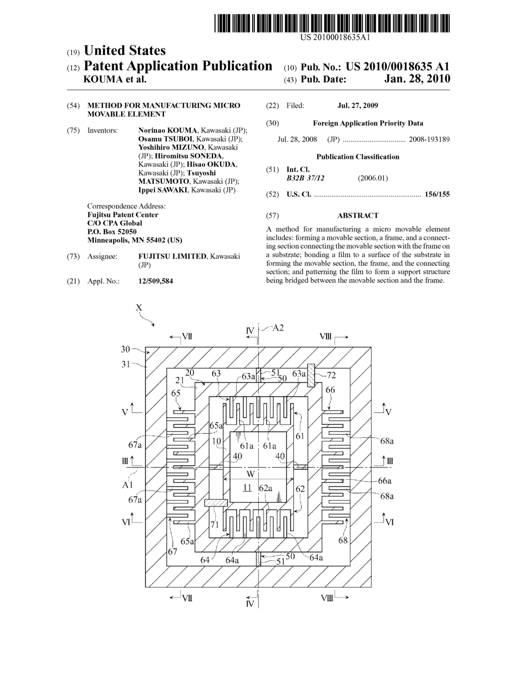 METHOD FOR MANUFACTURING MICRO MOVABLE ELEMENT - diagram, schematic, and image 01