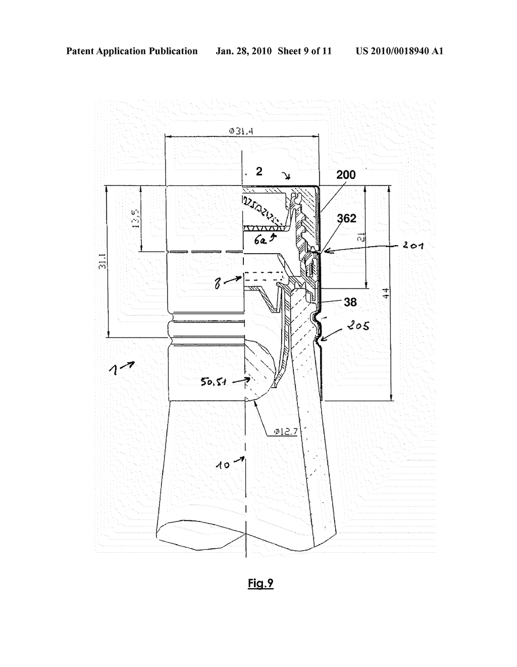 ANTI-REFILLLING DEVICE FOR THE NECK OF A CONTAINER, TYPICALLY A BOTTLE, AND A COMPOSITE STOPPER CAP INCLUDING SAID DEVICE - diagram, schematic, and image 10