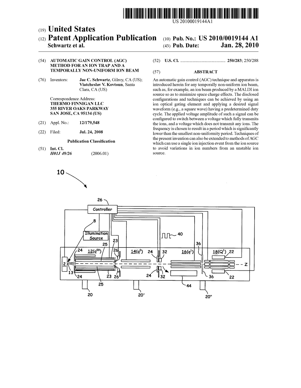 AUTOMATIC GAIN CONTROL (AGC) METHOD FOR AN ION TRAP AND A TEMPORALLY NON-UNIFORM ION BEAM - diagram, schematic, and image 01