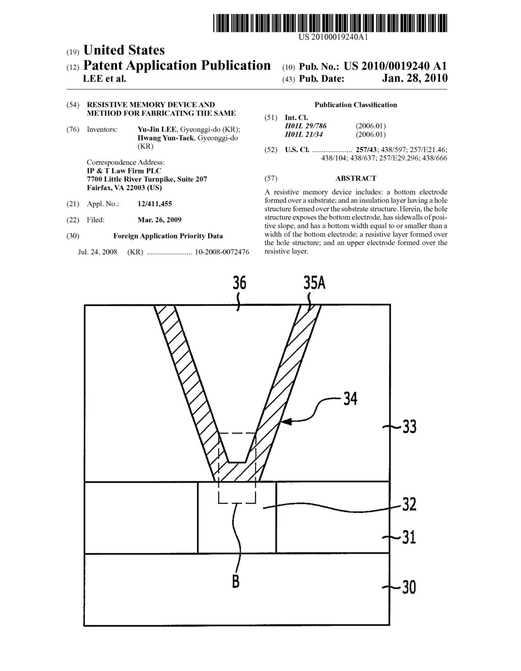 RESISTIVE MEMORY DEVICE AND METHOD FOR FABRICATING THE SAME - diagram, schematic, and image 01