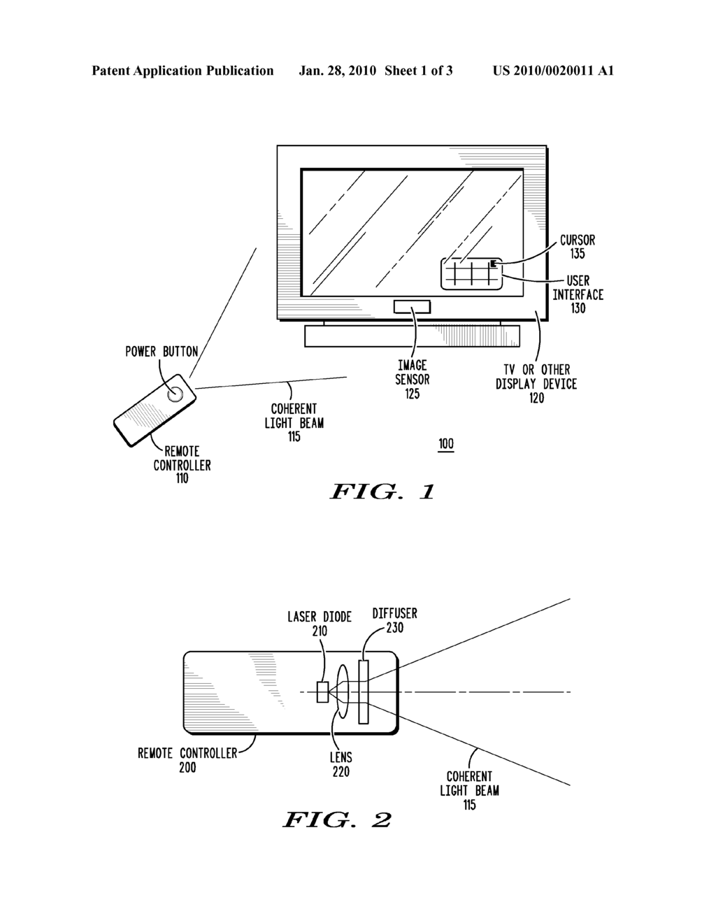 MAPPING DETECTED MOVEMENT OF AN INTERFERENCE PATTERN OF A COHERENT LIGHT BEAM TO CURSOR MOVEMENT TO EFFECT NAVIGATION OF A USER INTERFACE - diagram, schematic, and image 02