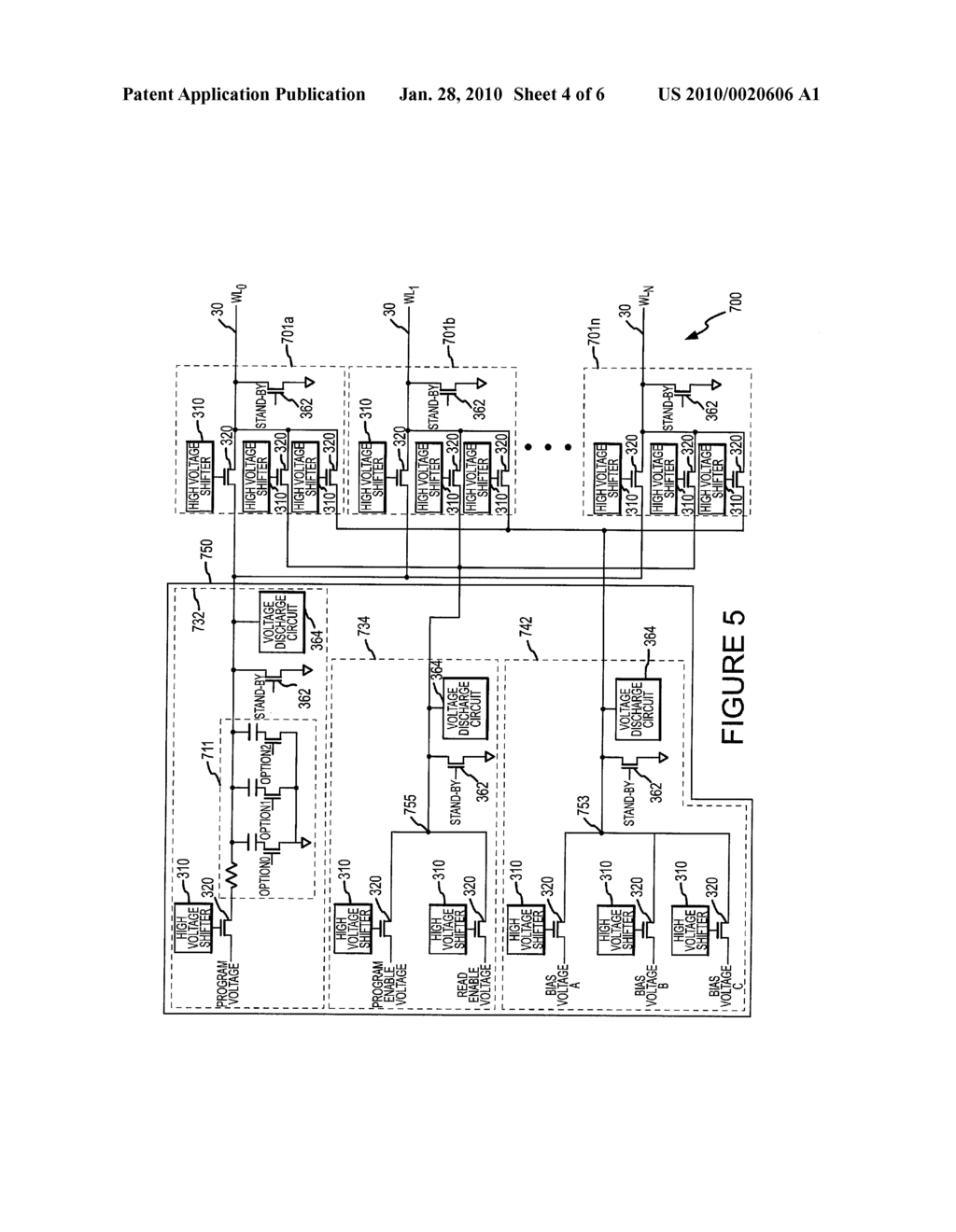 WORD LINE DRIVERS IN NON-VOLATILE MEMORY DEVICE AND METHOD HAVING A SHARED POWER BANK AND PROCESSOR-BASED SYSTEMS USING SAME - diagram, schematic, and image 05