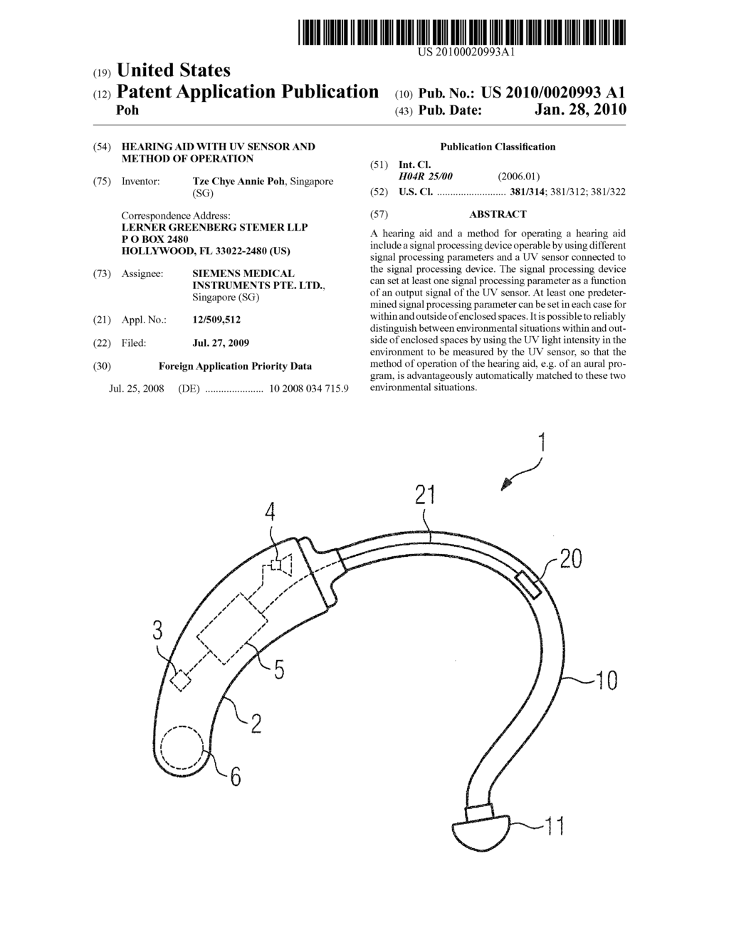 HEARING AID WITH UV SENSOR AND METHOD OF OPERATION - diagram, schematic, and image 01