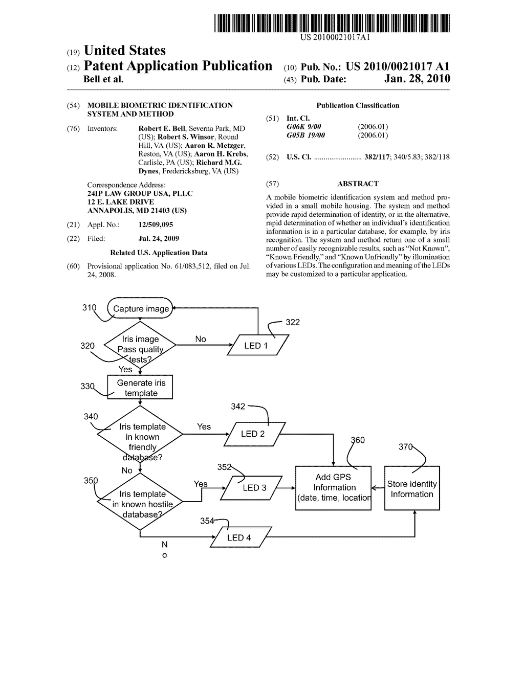 MOBILE BIOMETRIC IDENTIFICATION SYSTEM AND METHOD - diagram, schematic, and image 01