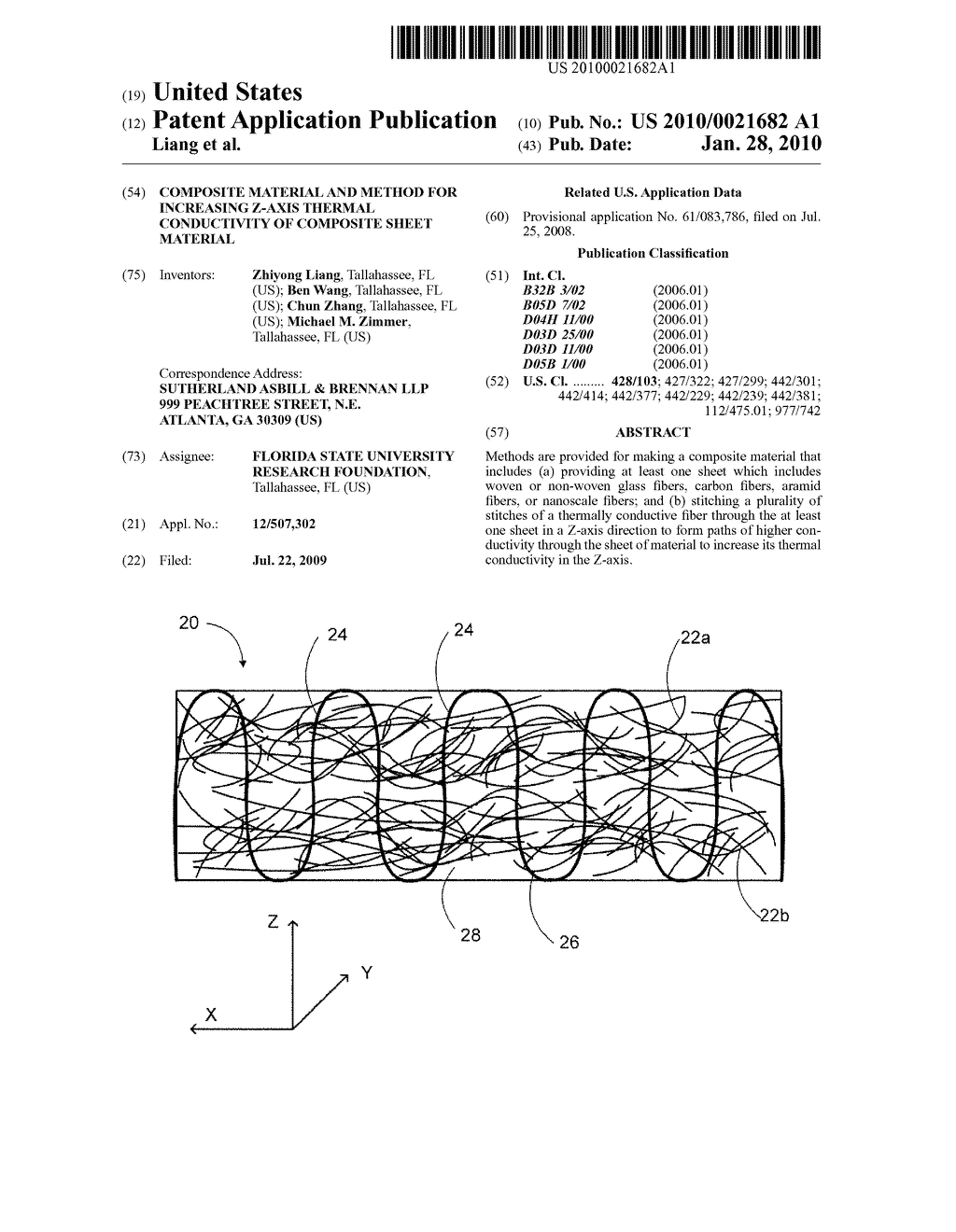 COMPOSITE MATERIAL AND METHOD FOR INCREASING Z-AXIS THERMAL CONDUCTIVITY OF COMPOSITE SHEET MATERIAL - diagram, schematic, and image 01