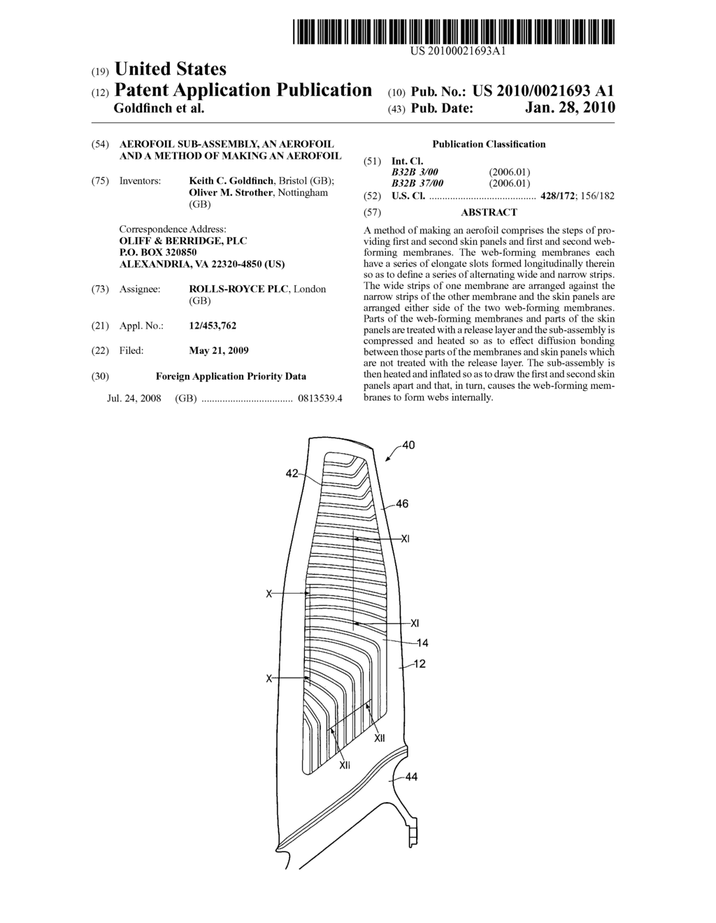 Aerofoil sub-assembly, an aerofoil and a method of making an aerofoil - diagram, schematic, and image 01